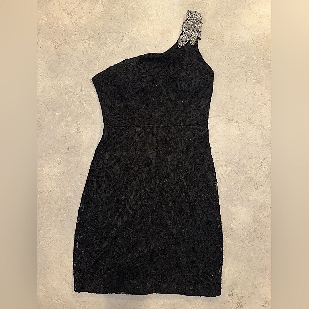Elegant Black Lace Dress with sequin strap